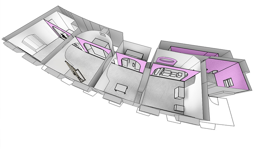 návrh schématu prostorového architekty a schéma výstavy